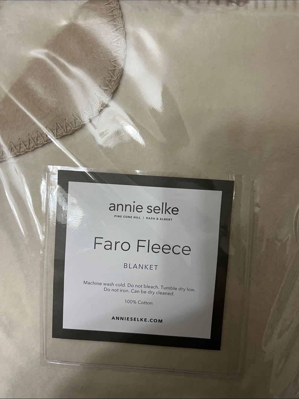 annie selke Faro Fleece Blanket in Beige